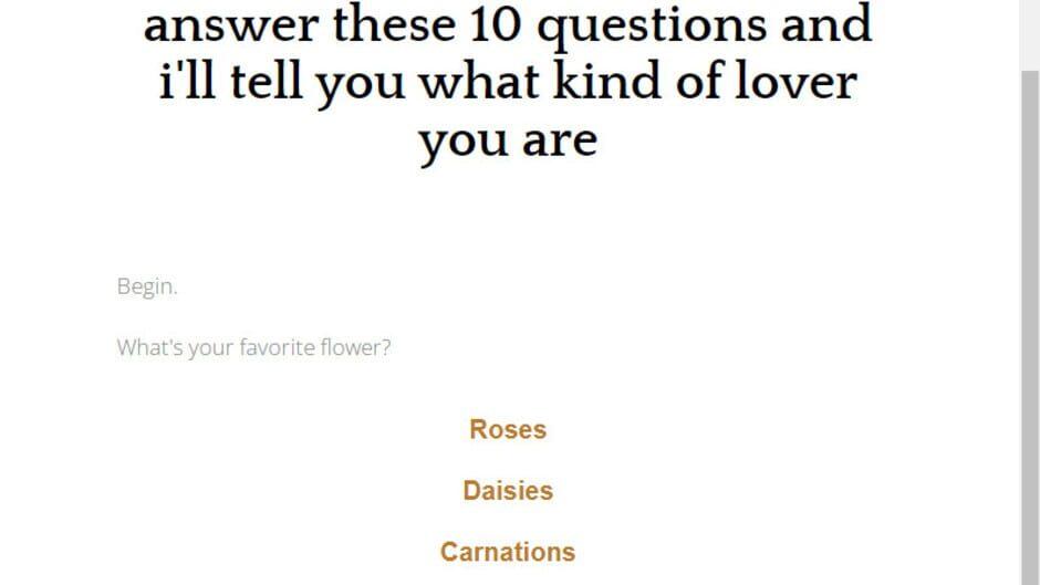 Answer These 10 Questions And I'll Tell You What Kind of Lover You Are screenshot 2