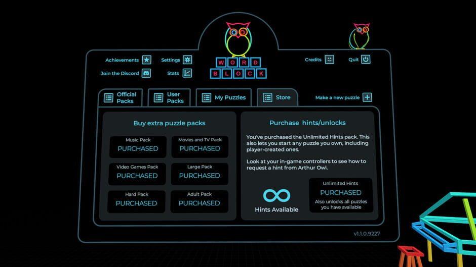 Arthur Owl's Word Block: Unlimited Hints screenshot 1