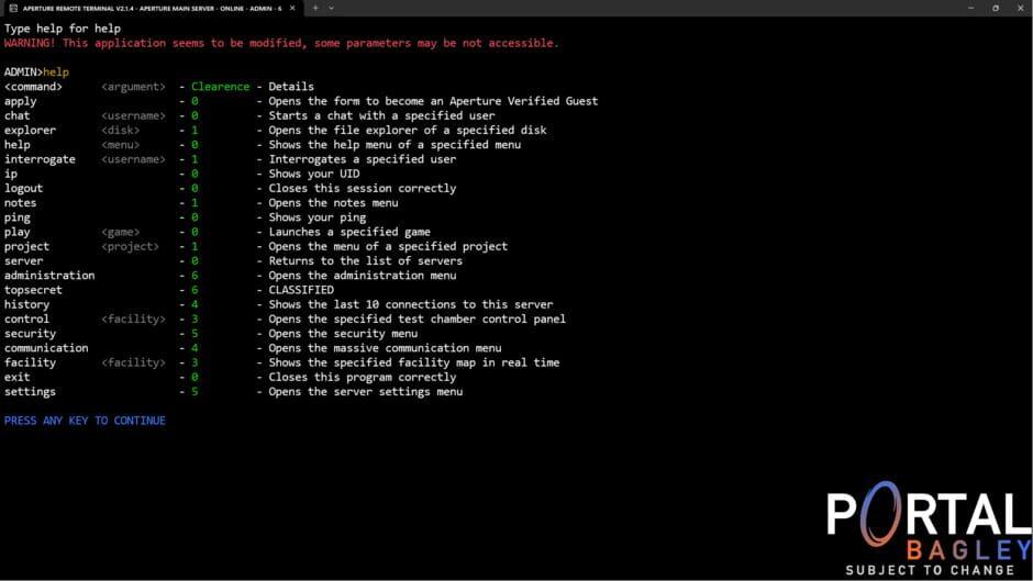 Portal Bagley: Aperture Remote Terminal screenshot 2