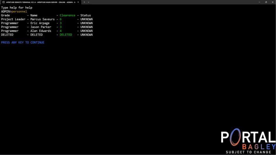 Portal Bagley: Aperture Remote Terminal screenshot 3